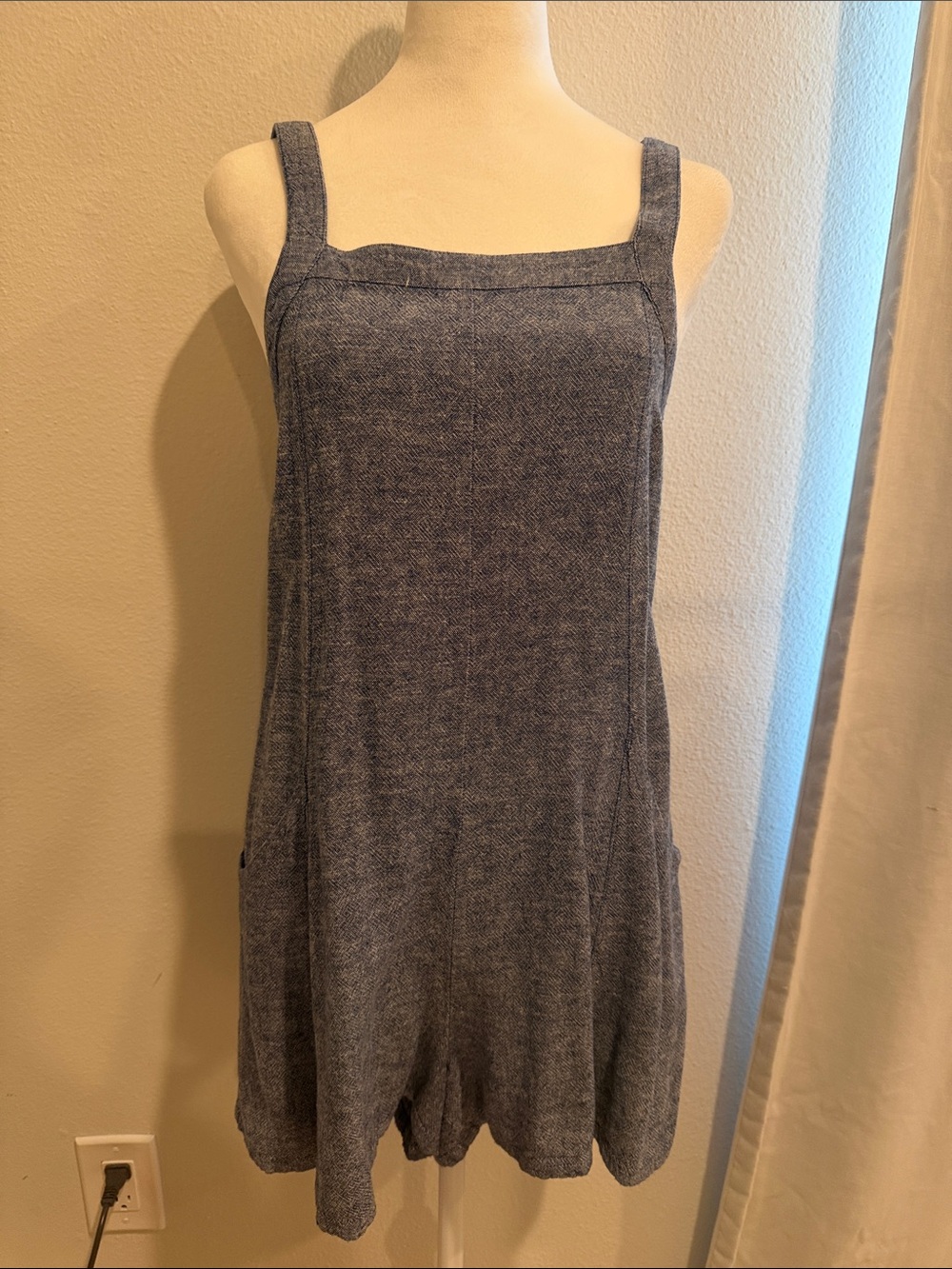 Abound Blue Sleeveless Romper with Square Neck
